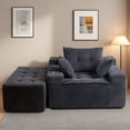 thumbnail image 3 of BYBYME Chaise Lounge Chair,No Assembly Cloud Plush Corduroy Upholstered Sofa Bed,Boneless Chaise with 3 Pillows,Cozy Sleeper Couch for Living Roomwith Ottoman,Grey, 3 of 10