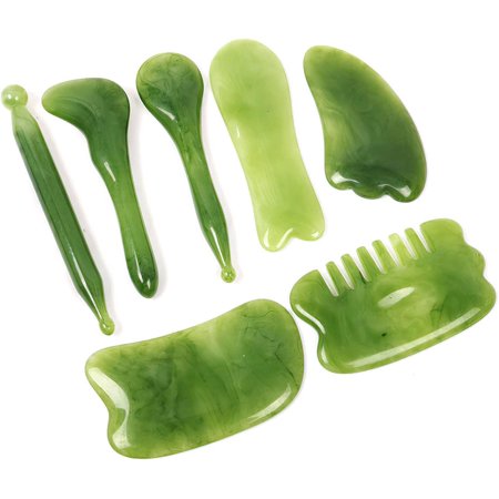 Gua Sha Facial Tool - 7PCS Gua Sha Scraping Massage Tool Facial Body Guasha Board Relief Anti-Aging Anti-Wrinkle Scraping Board Gua Sha Tools for SPA Acupuncture Therapy Trigger Point Treatment