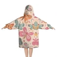 thumbnail image 2 of Colorful Butterfly Floral Star Beige Pattern Blanket Hoodies for Kids 6-13YR Oversize Wearable Blanket Hoodies for Boys Girls Teens, 2 of 7