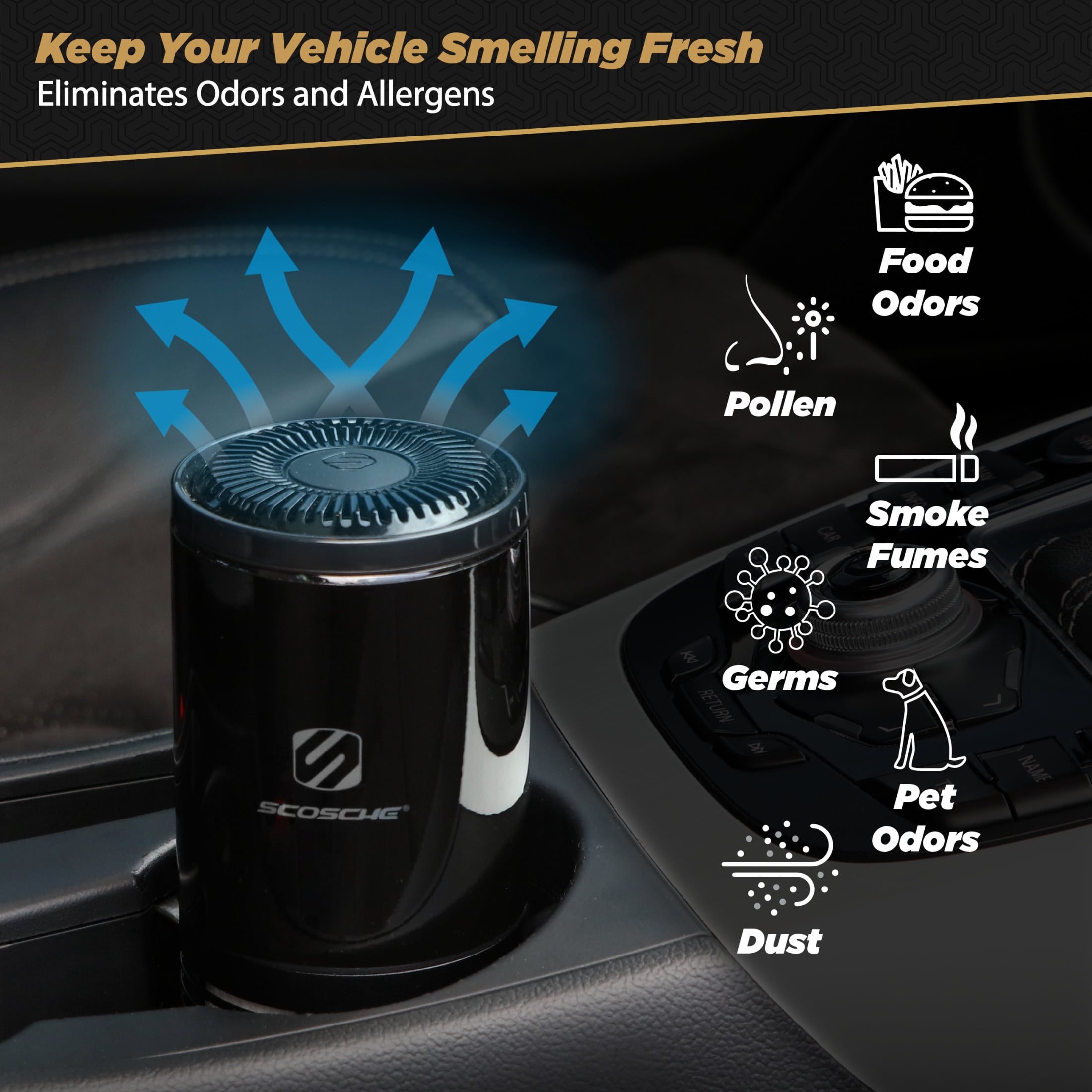 (2 pack) Scosche AFP2-SP Fresche Air Portable HEPA Air Purifier-Deodorizer for Allergies, & Odors Car/Home