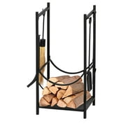 Ktaxon 30 Inch Heavy Duty Outdoor Fireplace Firewood Log Rack w/ Tools