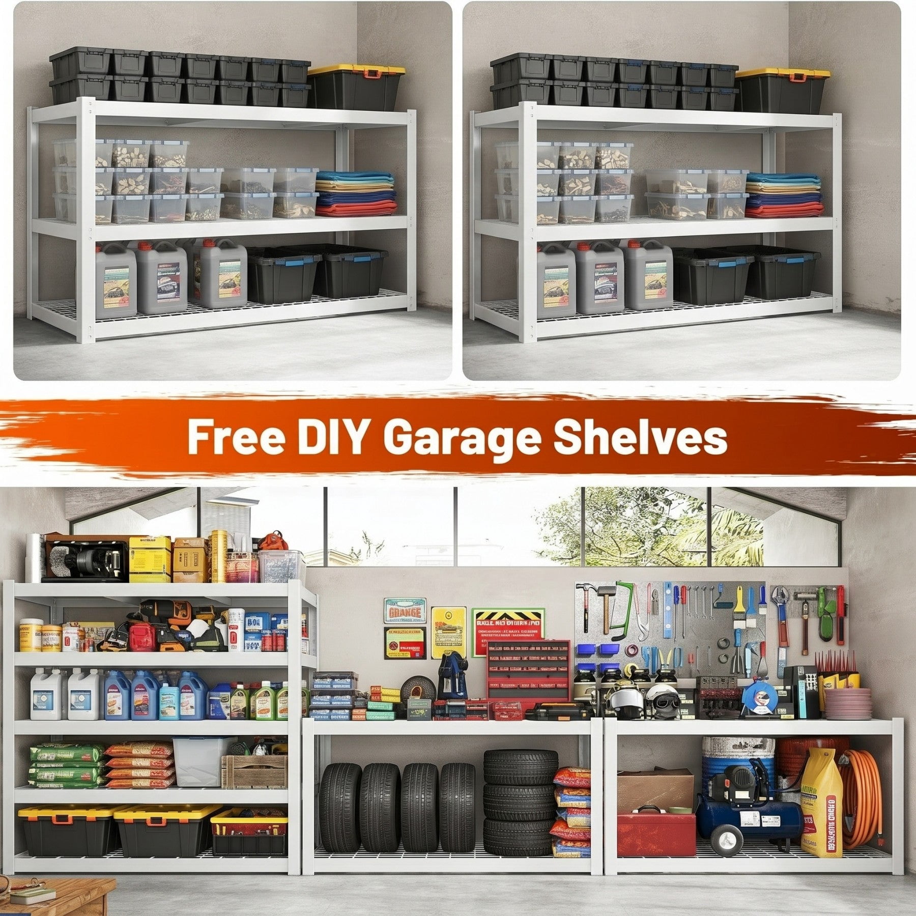 Sailvan 3500LBS Heavy Duty Garage Shelving, 5-Tier Adjustable Metal Storage Shelves, Industrial Steel Utility Rack, 60"W x 24"D x 72"H,Silver