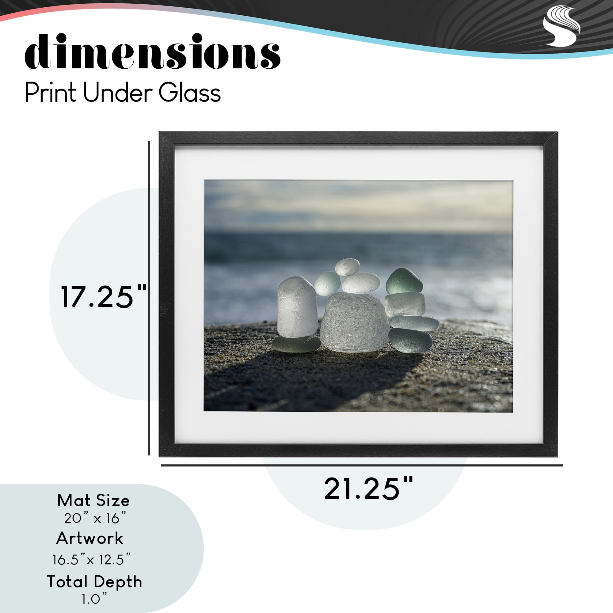 Stupell Industries Balancing Sea Glass Pebbles Black Framed Print Under Glass, design by LMarie Allen