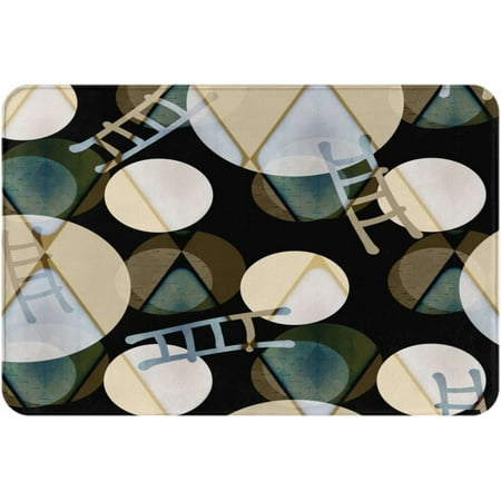 

Bath Rugs Abstract Geometric Circle and Ladder Dark Pattern Door Mat Outdoor Doormat Non Slip Absorbent Bathroom Rug Carpet for Home Entrance Kitchen 24x16 Inch