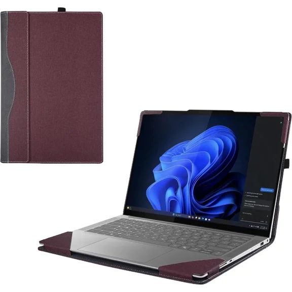 Cover Case for Lenovo Yoga Slim 7 14AKP10 /14ILL10 & Sleeve for Yoga Slim 7i Aura Edition 14 inch Gen 10, PU Leather Protective Bag Notebook Sleeve