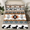 thumbnail image 2 of jejeloiu Aztec Geometric Pattern Full Size Sheets,Horse Dreamcatcher Bed Sheets,White Black Sheet Sets For Adults,Microfiber Bedroom Decor,4-Piece, 2 of 7