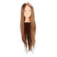 thumbnail image 1 of Cabeza de maniquí de pelo largo de color marrón claro para práctica de peluquería, cosmetología, cosmetología, 1 of 14
