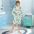 thumbnail image 3 of FORMRS Niños Bathrobe Unisex Hooded Robe Soft Plush Pajamas Sleepwear, Size 2-3T, Green Strawberry, 3 of 7
