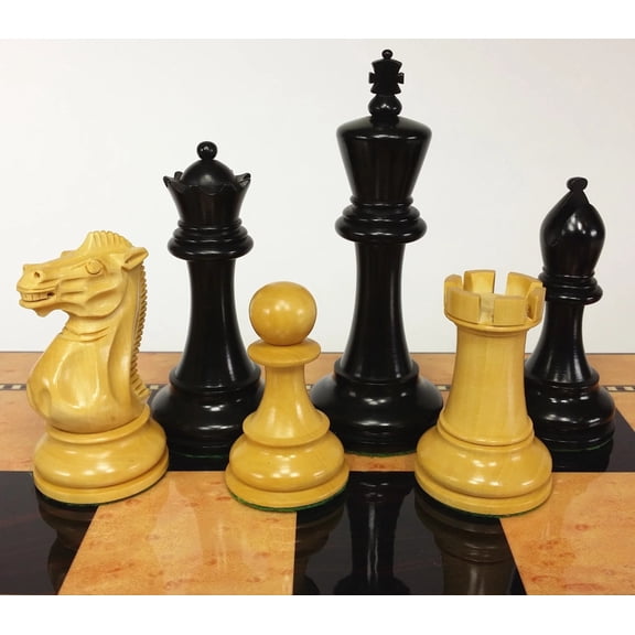 4 QNS Black  Boxwood 4 5/8 Anderssen Staunton Wood Large Chess Men Set NO Board