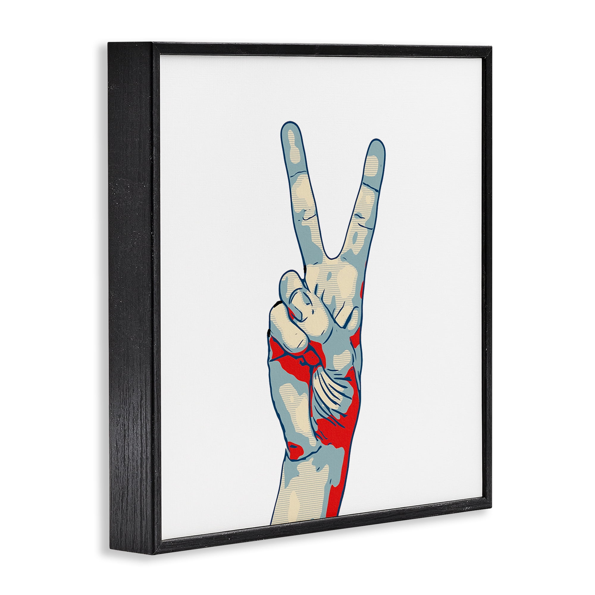 Stupell Industries Pop Style Peace Gesture Black Framed Giclee Art, design by Kim Curinga