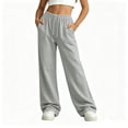 thumbnail image 3 of WAVSUF Girls Sweatpants Wide Leg with Pockets Elastic Waist Fall Casual Pants Gray 10-12, 3 of 10