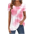 thumbnail image 2 of JTZGDY Floral Shirts for Women Loose Fit Vintage Graphic Summer Short Sleeve Henley Tops Trendy Oversized Dressy Casual Flowy Tunic Blouse to Hide Belly for Leggings Pink#02 S, 2 of 6