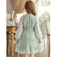 thumbnail image 4 of Arshiner Girls A-Line Dresses Chiffon Long Sleeve Square Neck Swiss Dot Flowy Casual Party Dress, 4 of 6