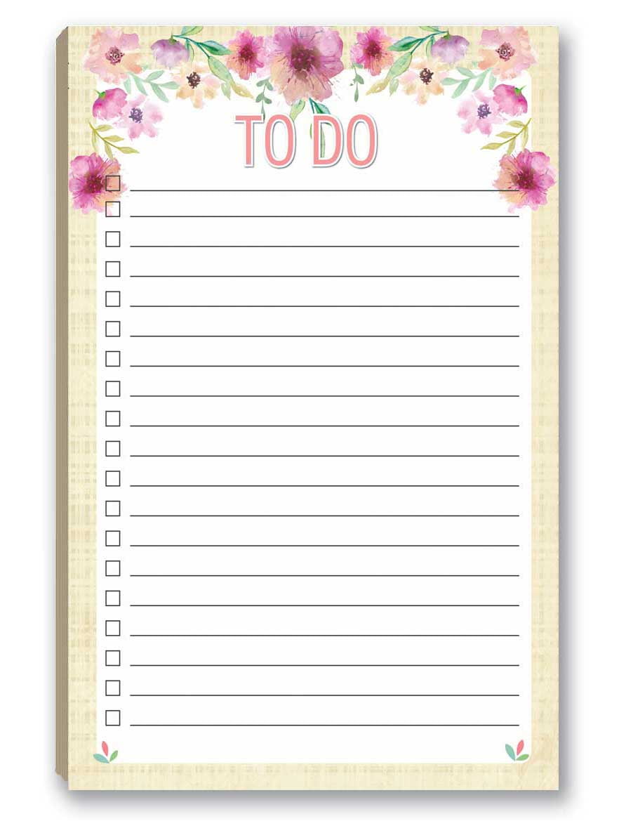 Floral To-Do List Magnetic Notepad - 5.5' x 8.5' - 50 Sheets Per Pack - B45008