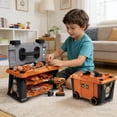 thumbnail image 3 of Kids Workbench and Tool Set with Electric Drill, 63-Piece Construction Toy with Wheeled Toolbox for Toddlers Ages 3-5, 3 of 7