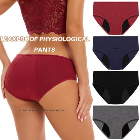 Noyal 4 Pack Physiological Leakproof Menstrual Period Panties Fast Absorbent Underwear Women Briefs
