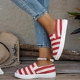 thumbnail image 2 of Womens Canvas Loafers Casual Trendy Color Block Elastic Slip on Flat Shoes Ligheweight Low Top Round Toe Walking Shoes Red Size 7.5, 2 of 6