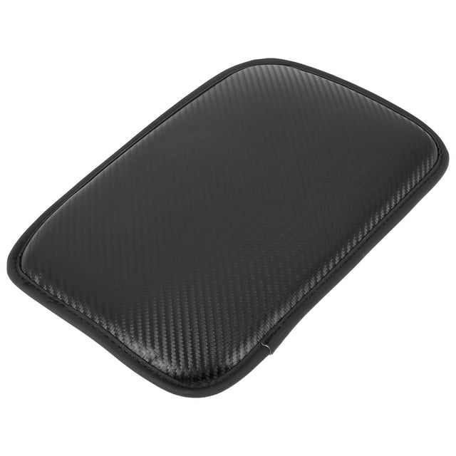 Unique Bargains Universal Black Car Center Console Lid Armrest Pad Cover Replacement Microfiber Leather Carbon Fiber Pattern