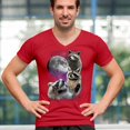 thumbnail image 4 of Racoons Howling at the Moon V-Neck T-shirt Funny Galaxy Wildlife Universe Humor Weird Animal in Space Tee, 4 of 7