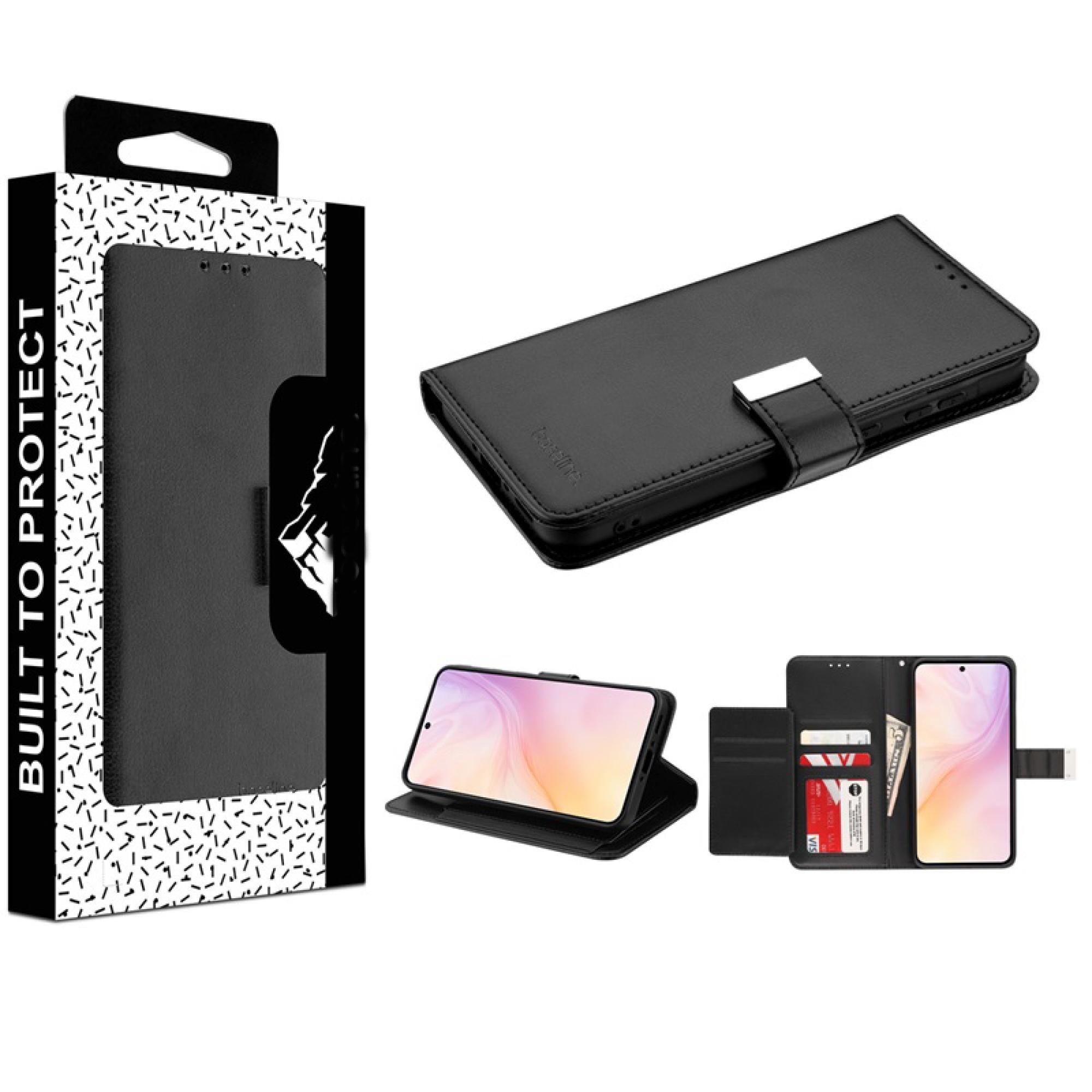 Wallet Folio Case for Apple iPhone 17 Pro– Black / Black, Flip Cover with Card Slots & Stand Function