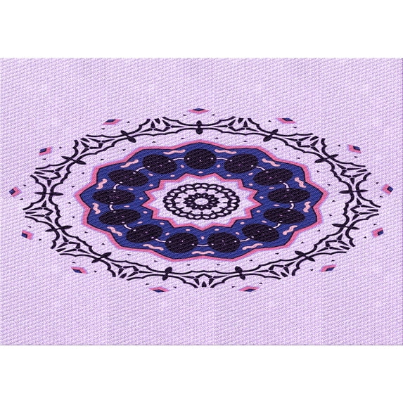 Ahgly Company Indoor Rectangle Patterned Purple Flower Purple Area Rugs, 8' x 12'