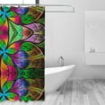 thumbnail image 2 of Shower Curtain, Multicolored Beautiful Flower Waterproof Fabric Plastic Shower Curtain, Drying Fast Bathroom Curtain with 9 Buttonholes, Ruffle Shower Curtain 60x72in, 2 of 8
