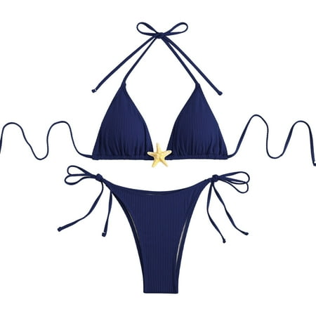 Divhosrg High Waisted Bikini Sets for Women Tummy Control  Bikini Sets for Women Cheeky  Womens Bathing Suits Tummy Control  Womens Swimsuits Bikini  Navy Swimsuits for Women 2 Piece Bikini M