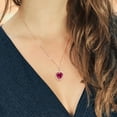 thumbnail image 3 of Gem Stone King 18K Rose Gold Plated Silver Pendant with Chain Heart Shape Red Created Ruby and Moissanite (8.44 Cttw), 3 of 3