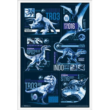 Jurassic World: Fallen Kingdom - Grid Wall Poster, 22.375" x 34", Framed