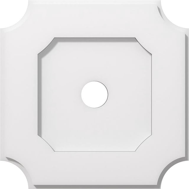Ekena Millwork CMP14LE-02000 14 in. OD x 2 in. ID Square Locke Architectural Grade PVC Contemporary Ceiling Medallion