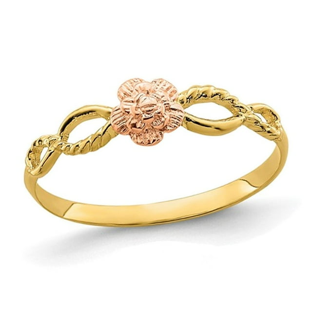 Bague Fleur en Or Jaune et Rose 14K