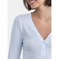 thumbnail image 3 of No Boundaries Henley Button Up Snap With Thumbholes Top, Women's, 3 of 5