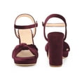 thumbnail image 5 of BLISSFUL STEP Knot Platform Slingback Faux Velvet Block Heel Sandals for Women, 5 of 5