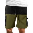 thumbnail image 1 of Hombres Casual Patchwork Hasta la rodilla Pantalones cargo con bolsillo Pantalones cortos elásticos con cordones rectos Pompotops  oipoqjl41038, 1 of 8