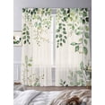 thumbnail image 3 of Sheer Curtain Panels Ombre Green Eucalyptus Leaf Voile Window Curtains Vintage Branch Plant Window Treatments Ligh Filtering Privacy Curtain Drapes for Bedroom Living Room 2 Panel Set 84 Inch, 3 of 9