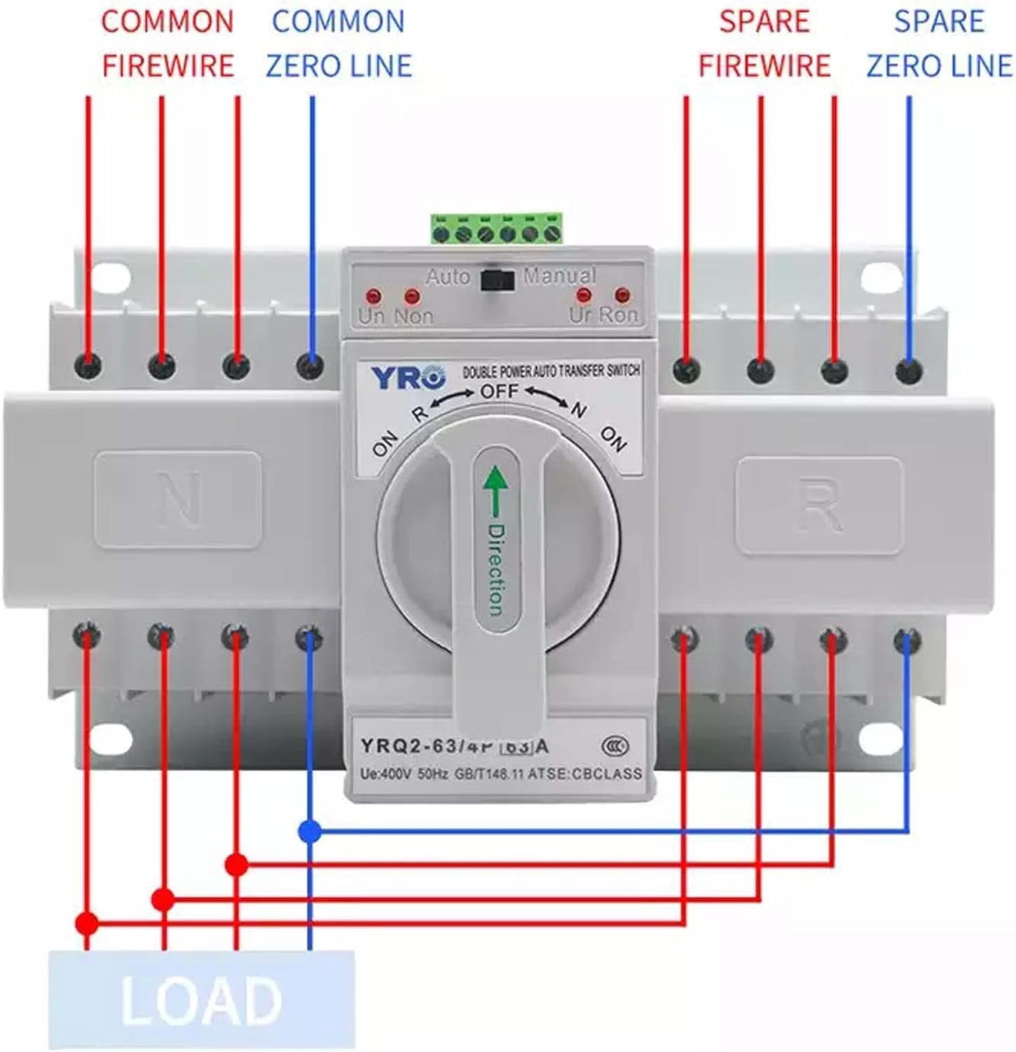 Dual Power Automatic Transfer Switch,2/3/4P 220V/400V 63A Generator Transfer Switch Automatic Transfer Switch for Firefighting, Airports, TV Stations,Hospital,2P 220V