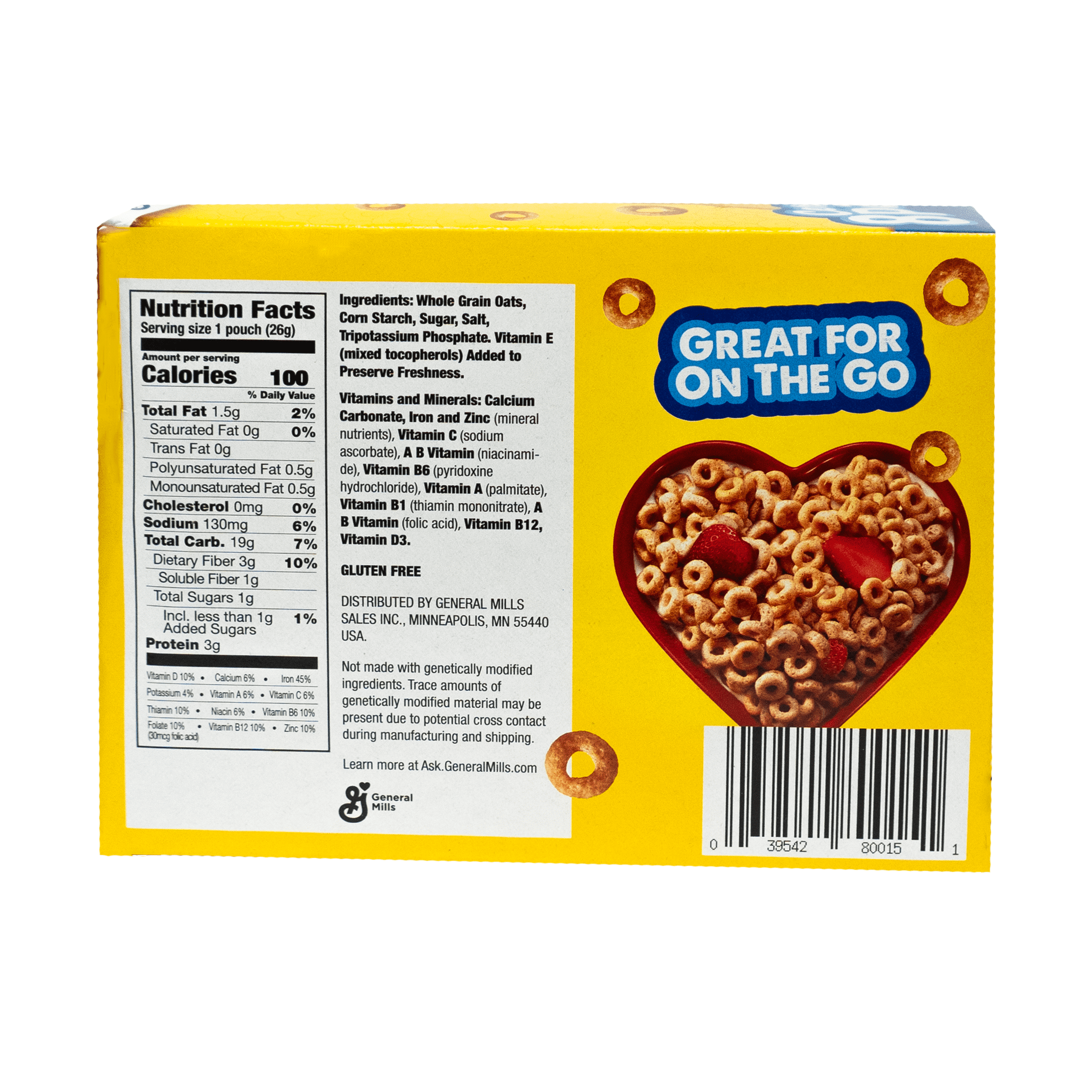 Cheerios Yellow Box, 7.34 oz, 8 Count, Crunchy, Whole Grain, Original Flavor, Plastic Bag, New