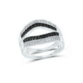 thumbnail image 1 of 10kt White Gold Womens Round Black Color Enhanced Diamond Wrap Ring Guard Enhancer 1/2 Cttw, 1 of 4