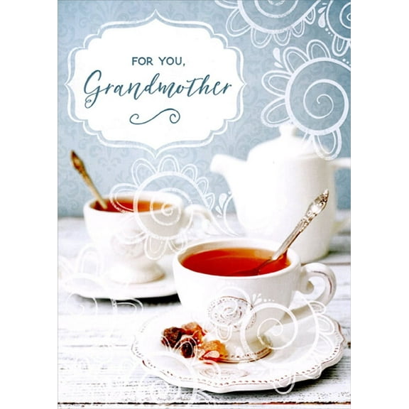 Designer Greetings Two Cups of Tea : White Teapot Grandparent's Day Card for Grandmother