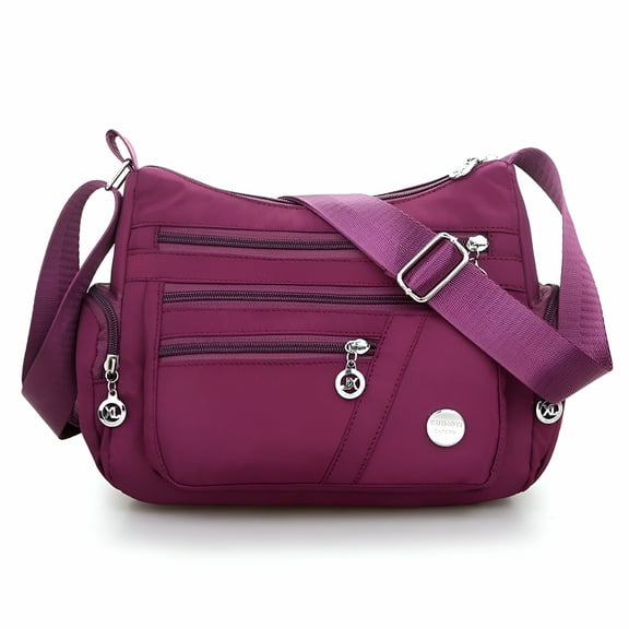 GASTROPOD Women Multi Pockets Crossbody Bag Waterproof Nylon Single Shoulder Bag Travel Purses Handbags, Purple
