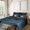 thumbnail image 2 of Ambesonne Landscape Fitted & Top Sheet Set with Shams, Night Tree Silhouette Sea, Black and Blue, 2 of 5