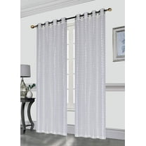 Gianna Pleated Jacquard 52X84 Inch Decorative Shining Elegant Lurex Window Curtain Panel with 8 Grommets, Single Panel for Living Room Bedroom Wide Window Door, Beige