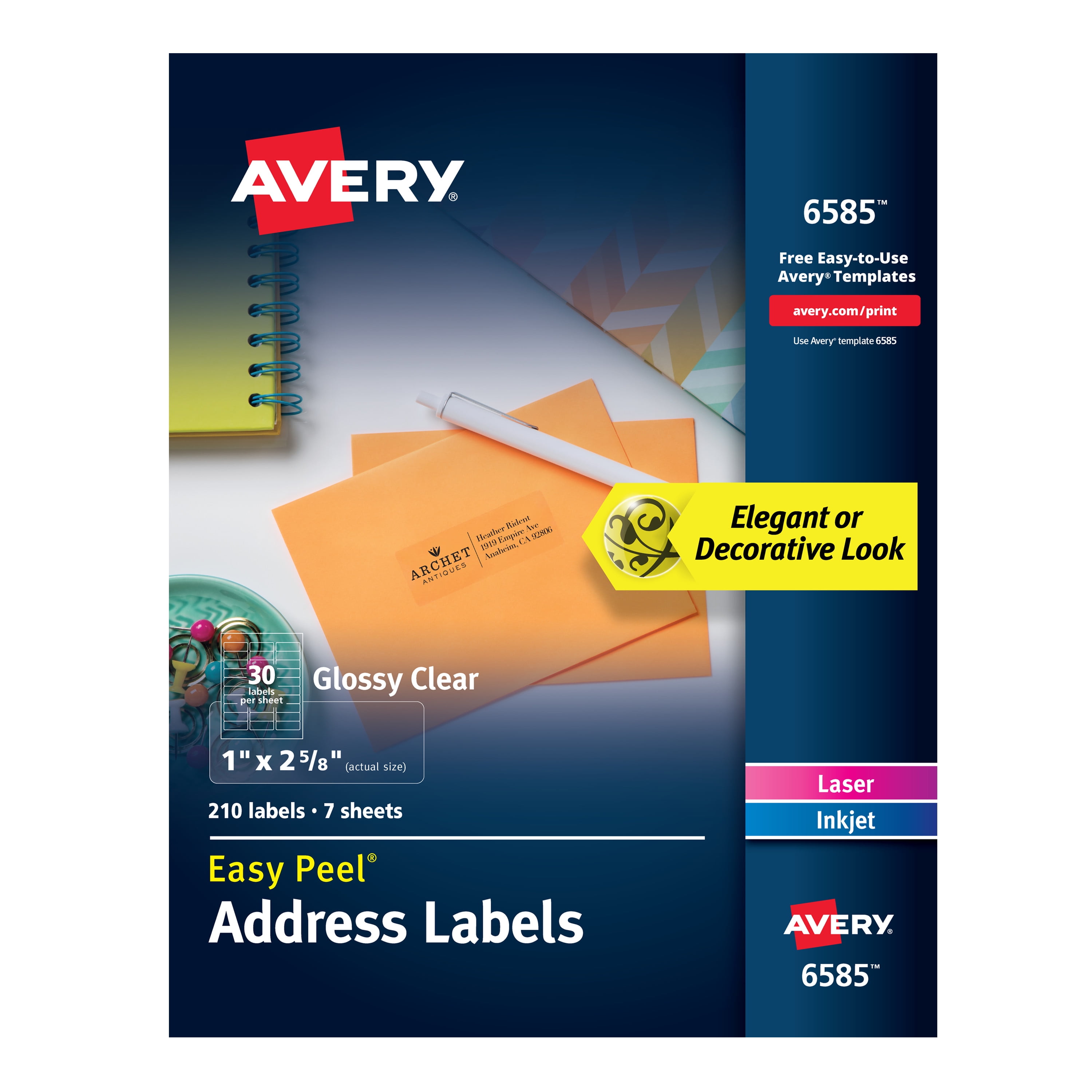 Avery Glossy Clear Address Labels, Sure Feed Technology