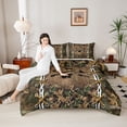thumbnail image 4 of Feelyou Hunting and Fishing Queen Comforter Set, Wildlife Bear Deer Bedding Sets, Jungle Branches Leaf Reversible Bedding Comforter Set, Ultra Soft Bedroom Decor, 3-Piece, 4 of 8