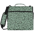 thumbnail image 2 of Zipper Binder with Shoulder Strap 2 inch 3 Ring Waterproof File Folder Organizer Bag 500 Sheet Mint Green Leopard Print, 2 of 8