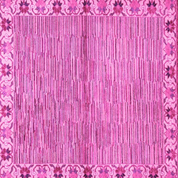 Ahgly Company Indoor Square Abstract Pink Modern Area Rugs, 6' Square