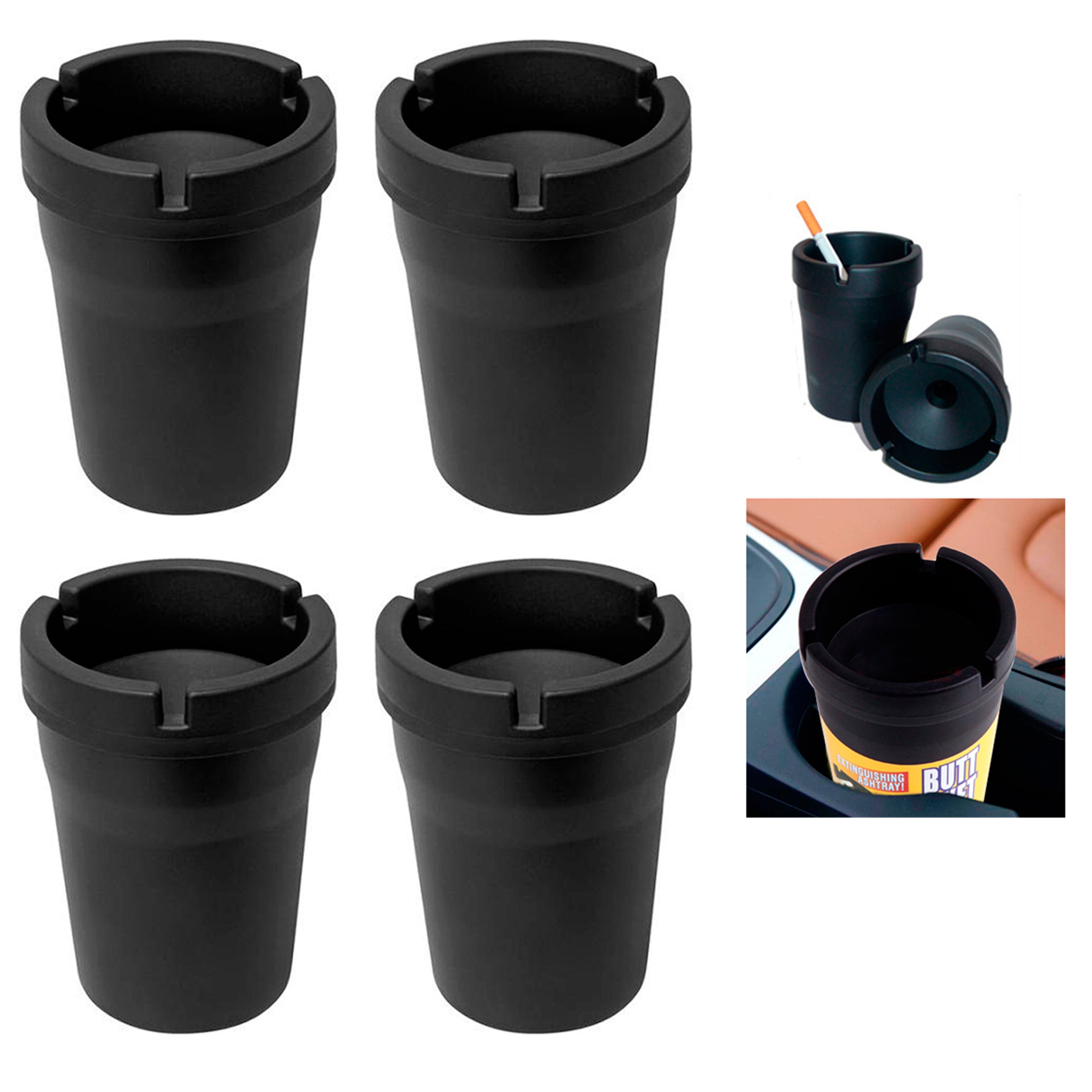 4 Pc Jumbo Large Butt Bucket Ashtray Smoke Smoking Extinguishing Car Cup  Holder