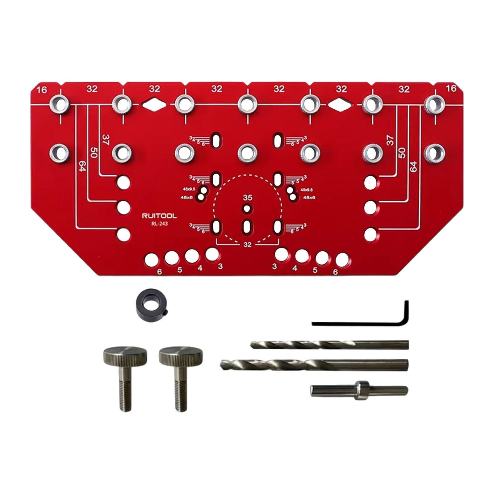 figatia Shelf Pin Jig and Hinge Jig 2-in-1 Metal Drillings Jig Aluminum Alloy Multifunctional Straight Holes Hardware Jig for Cabinet