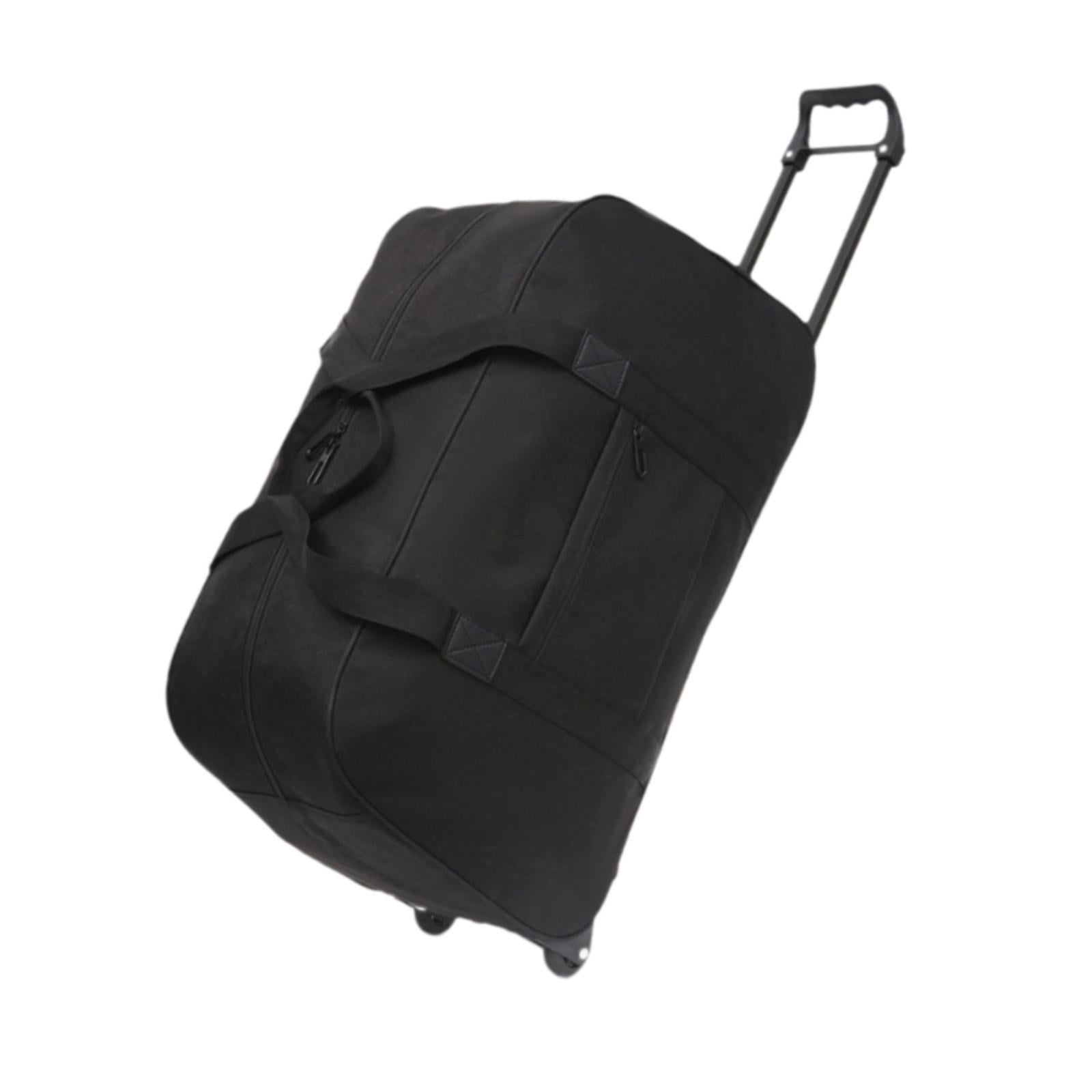 Wzmzjy Wheeled Duffel Bag Suitcase Telescoping Handle Handbag Men Women Multifunctional black