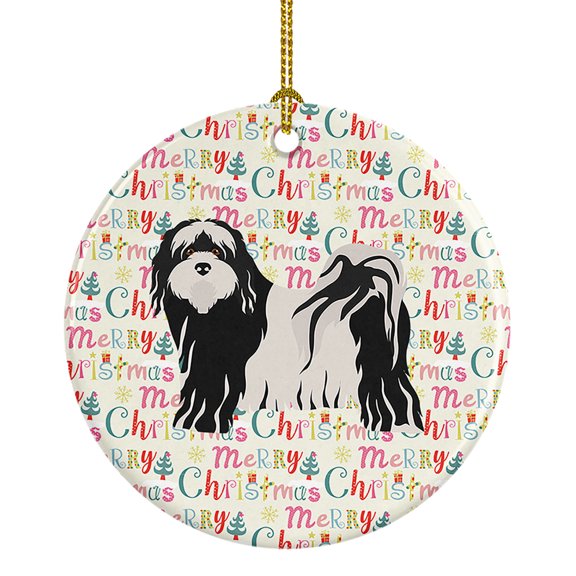 Tibetan Terrier Merry Christmas Ceramic Ornament 2.8 in x 2.8 in